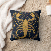 シンボル付きゴールデンスコーピオン占星術のアートワーク クッション (ブランケット)