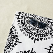 シンボル付き古代の太陽白黒 ビーチタオル (インサイチュ)