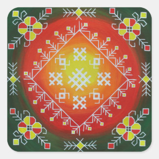 シンボル伝統的付きラトビアフォークアー絵画ト スクエアシール