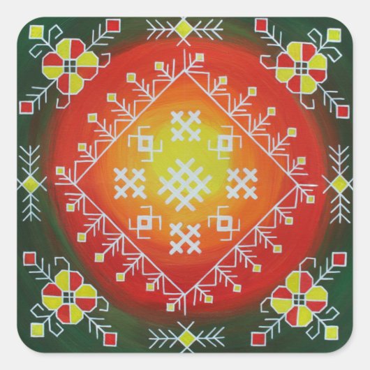 シンボル伝統的付きラトビアフォークアー絵画ト スクエアシール (正面)