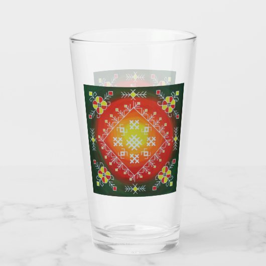 シンボル伝統的付きラトビアフォークアー絵画ト タンブラーグラス (裏面)