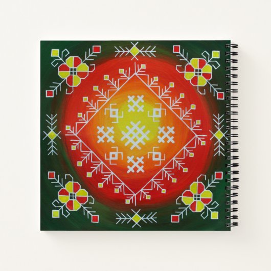 シンボル伝統的付きラトビアフォークアー絵画ト ノートブック (裏面)