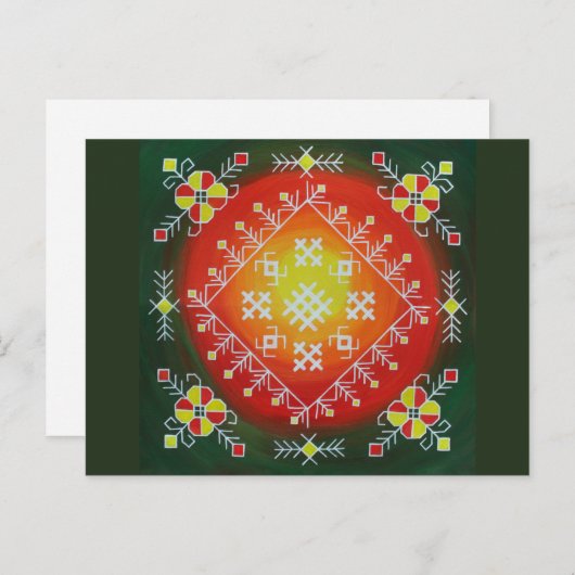 シンボル伝統的付きラトビアフォークアー絵画ト ポストカード (正面/裏面)