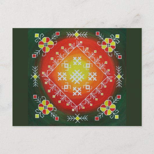 シンボル伝統的付きラトビアフォークアー絵画ト ポストカード (正面)