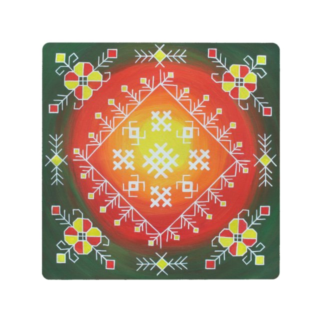 シンボル伝統的付きラトビアフォークアー絵画ト メタルプリント (正面)