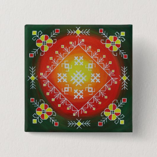 シンボル伝統的付きラトビアフォークアー絵画ト 缶バッジ (正面)