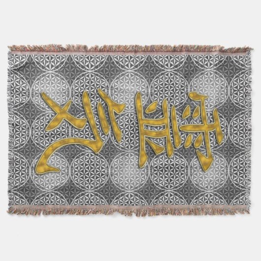 シンボル霊気金ゴールド+生け花 スローブランケット (正面)