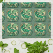 シンボル2024新年グリーンウッドドラゴン キッチンタオル (折り畳み)