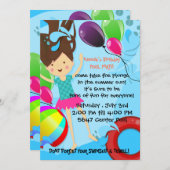 シンマープール誕生日パーティーのバルーンおもしろい 招待状 (正面/裏面)