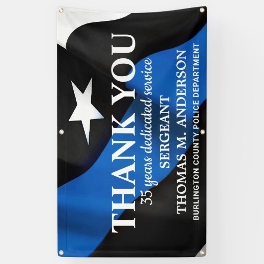 シンモダンブルーラインありがとう警察の退職 横断幕 (縦)