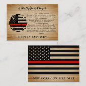 シンレパーソナライズされたッドライン消防祈りの言葉 名刺 (正面/裏面)