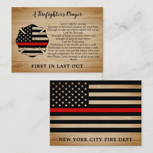 シンレパーソナライズされたッドライン消防祈りの言葉 名刺 (正面/裏面)
