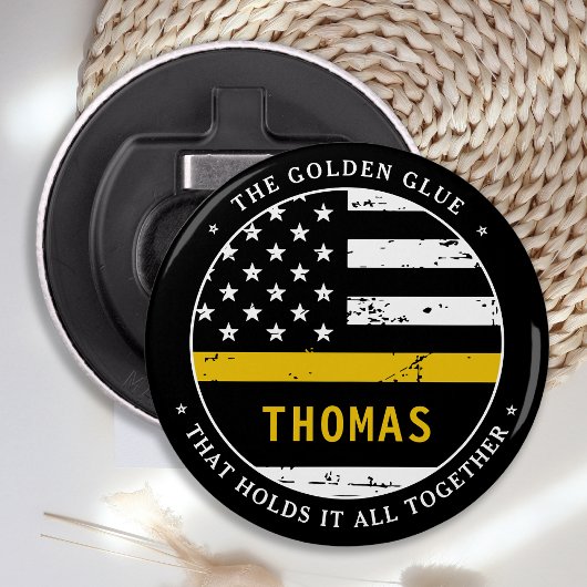 シン金ゴールドパーソナライズされた線911ディスパッチャ 栓抜き