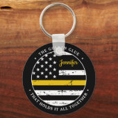 シン金ゴールドラインパーソナライズされたディスパッチャのキーチェーン キーホルダー (正面)