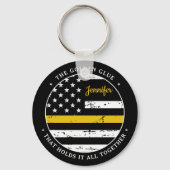 シン金ゴールドラインパーソナライズされたディスパッチャのキーチェーン キーホルダー (裏面)