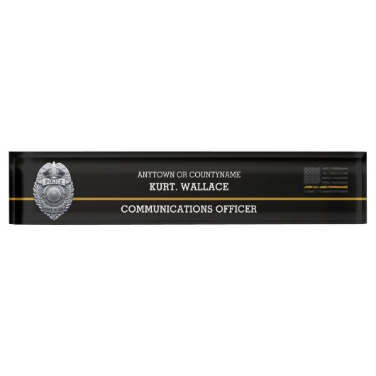 シン金ゴールドライン警察担当部署のロゴ デスクネームプレート (正面)