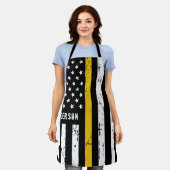シン金ゴールド線フラグ911パーソナライズされたディスパッチャ エプロン (着用した状態)