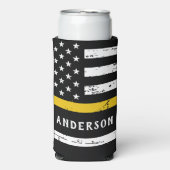 シン金ゴールド線フラグ911パーソナライズされたディスパッチャ スリム缶クーラー (Seltzer正面)