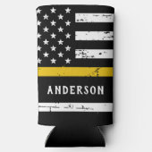 シン金ゴールド線フラグ911パーソナライズされたディスパッチャ スリム缶クーラー (裏面)