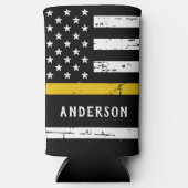 シン金ゴールド線フラグ911パーソナライズされたディスパッチャ スリム缶クーラー (正面)