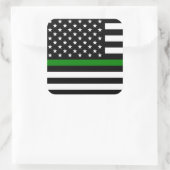 シン・グリーンライン・フラッグ：愛国的な軍人退役者 スクエアシール (バッグ)