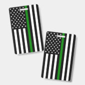 シン・グリーンライン・フラッグ：愛国的な軍人退役者 バッジ (正面＆裏面)