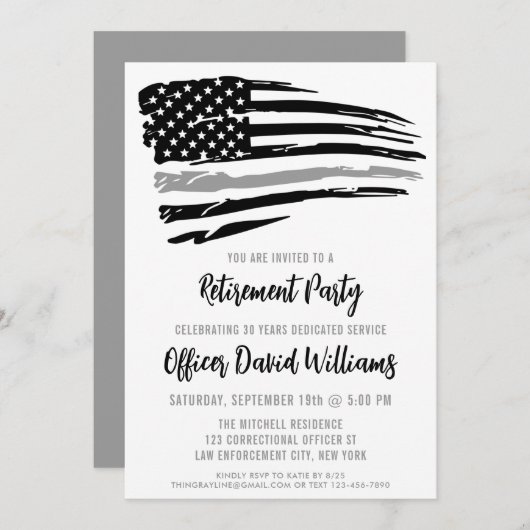 シン・グレイ・ライン 矯正官 退職 招待状 (正面/裏面)