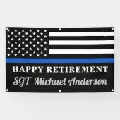 シン・ブルーパーソナライズされたライン警察の退職 横断幕 (横)