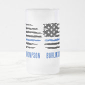 シン・ブルーパーソナライズされたライン警察官 フロストグラスビールジョッキ (中央)