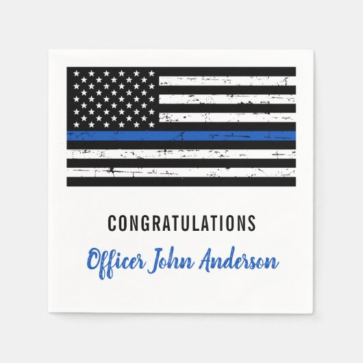 シン・ブルーライン法執行警察パーティー スタンダードカクテルナプキン (正面)