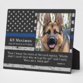 シン・ブルー・ライン警官 K9 警察犬メモリアル フォトプラーク (側面)