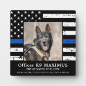 シン・ブルー・ライン警官 K9 警察犬追悼記念 フォトプラーク (正面)