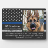 シン・ブルー・ライン警官 K9 警察犬追悼記念 フォトプラーク (正面)