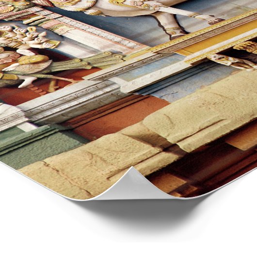 シヴァとパルヴァティの乗馬を描いたレリーフ、 浮き彫り ポスター (角)