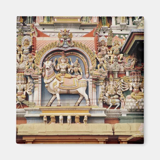 シヴァとパルヴァティの乗馬を描いたレリーフ、 浮き彫り マグネット (正面)