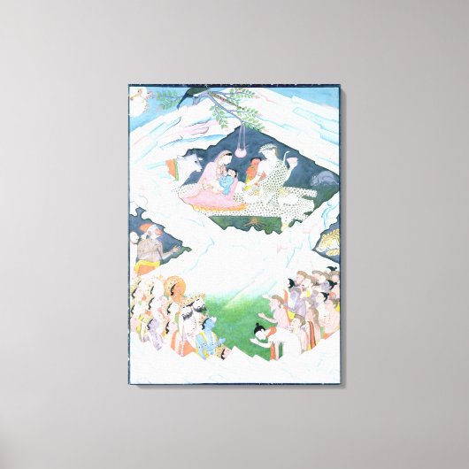 シヴァとパルヴァティの神聖な家族 キャンバスプリント (正面)