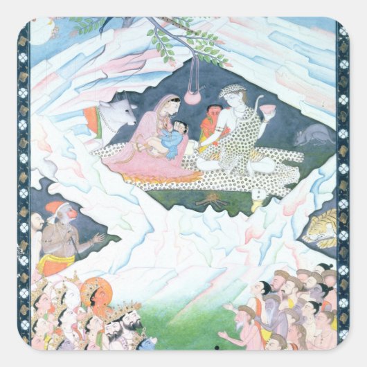 シヴァとパルヴァティの神聖な家族 スクエアシール (正面)
