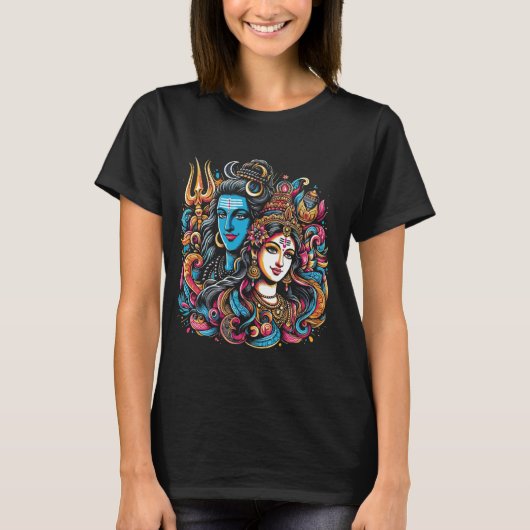 シヴァ・ダーガ卿ヒンドゥー教の神マハデヴァ女神の女神 Tシャツ (正面)