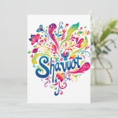 シヴォート - カラフルなシヴォートのお祝い 招待状 (スタンド正面)