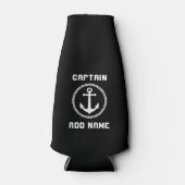 シーいかりキャプテンネームまたはボートネーム白黒 ボトルクーラー (正面)