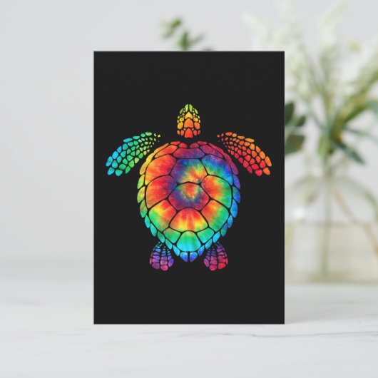 シーおもしろいタートル海絞り染めレインボーヒッピーコスト 出欠カード (スタンド正面)