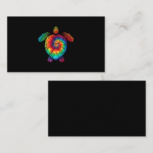 シーおもしろいタートル海絞り染めレインボーヒッピーコスト 名刺 (正面/裏面)
