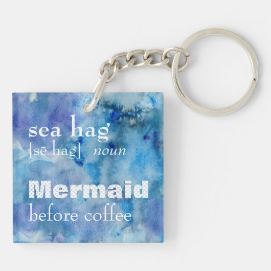 シーおもしろいハグ定義🧜 ♀コーヒ‍ー前のマーメイド キーホルダー (裏面)