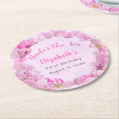 シーかわいらしガールズ誕生日でピンク ラウンドペーパーコースター (アングル)
