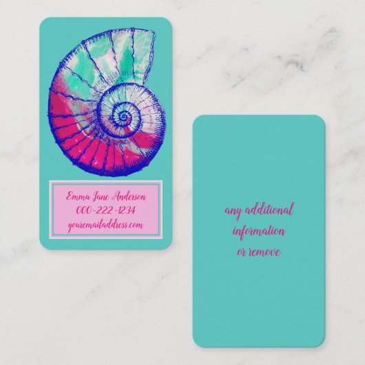 シーかわいらしシェルの呼び出し 名刺 (正面/裏面)