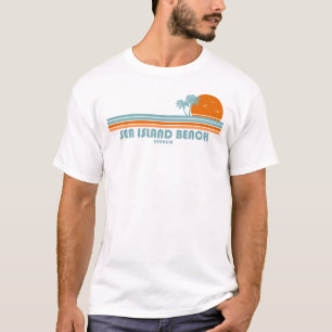 シーアイランドビーチジョージアサンパームツリーズ Tシャツ