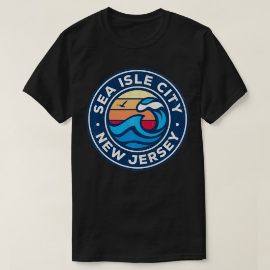 シーアイルシティニュージャージーNJヴィンテージ波航海の Tシャツ (デザイン正面)