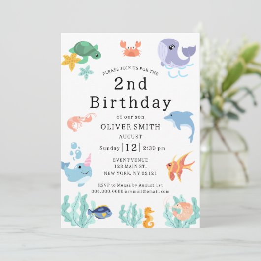 シーアニマルキッズ2nd誕生日パーティの招待状 招待状 (スタンド正面)