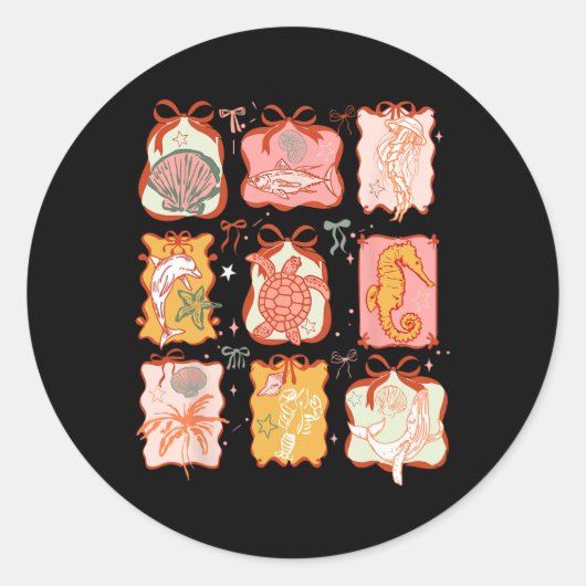 シーアニマルコケットボウサマーバケーションハワイビー ラウンドシール (正面)