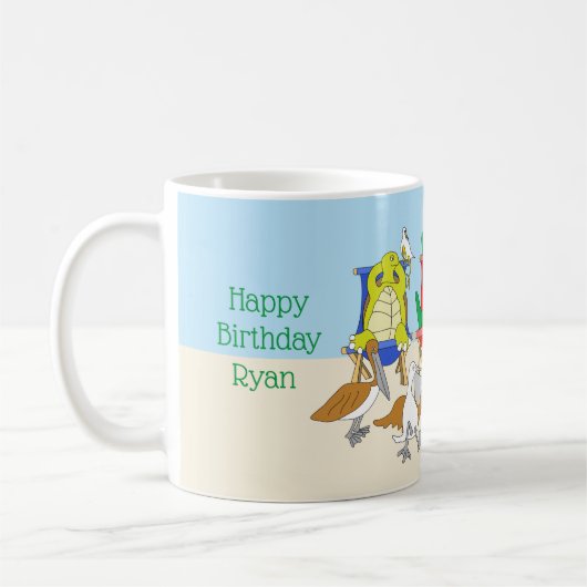 シーアニマルズオンザビーチカスタムマグ コーヒーマグカップ (左)